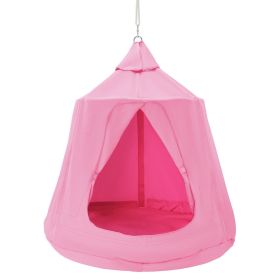 VEVOR Hanging Tree Tent, 330 LBS Capacity Hanging Tent Swing for Indoor and Outdoor Hammock Sensory Swing Chair w/LED Lights String, Inflatable B (Color: Pink, Type: Fully Enclosed)