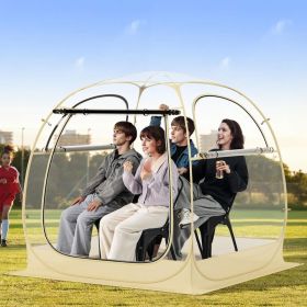Instant Pop up Sports Tent with Carrying Bag and Floor Mat for 1-2/5-6 People (Color: Beige, size: M)